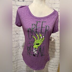 Rocker Girl Neon Purple Mummy Hand Halloween Tee Shirt Creep It Real Large 11/13